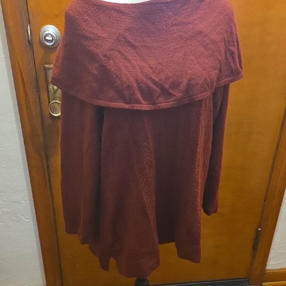 Studio Works Maroon Off-Shoulder Sweater